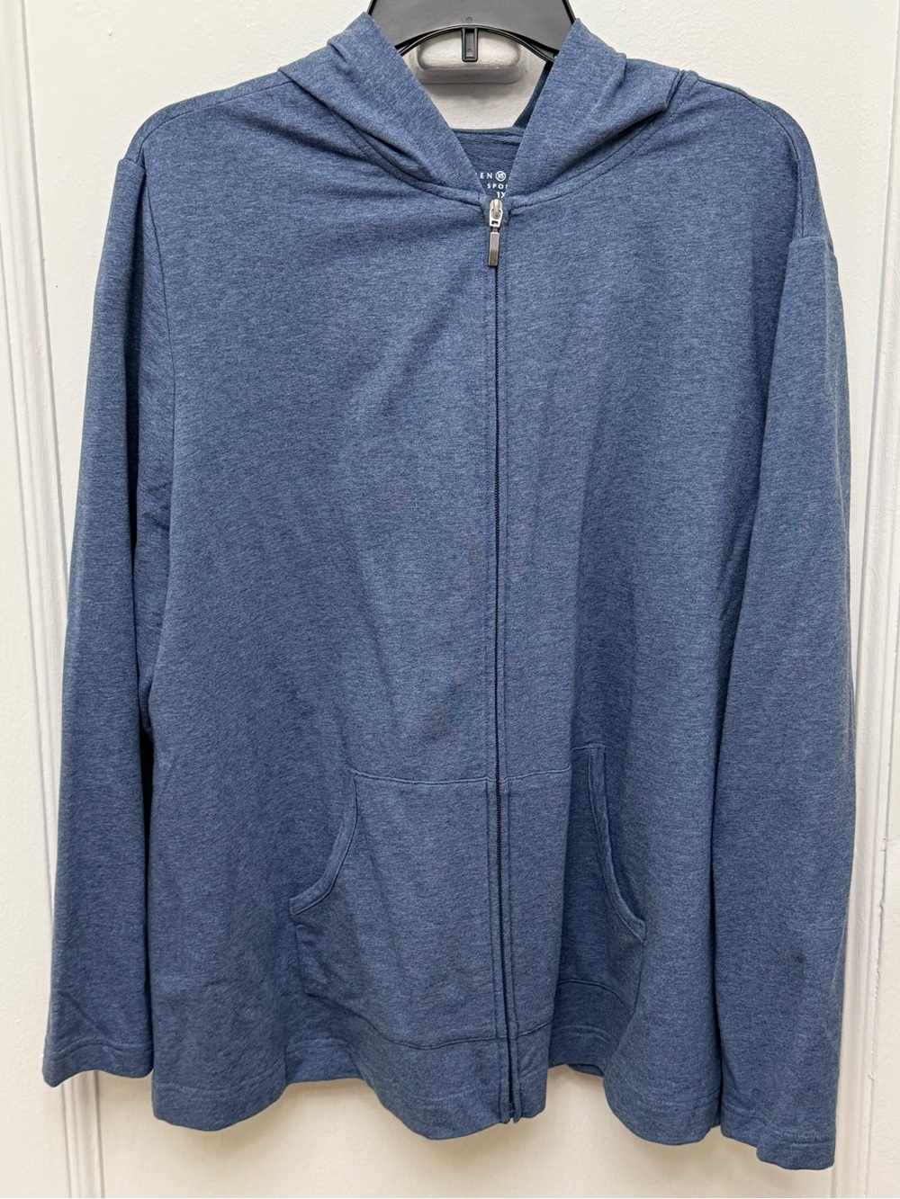 Karen Scott Heather Blue Full-Zip Hooded Jacket Plus Size 1X